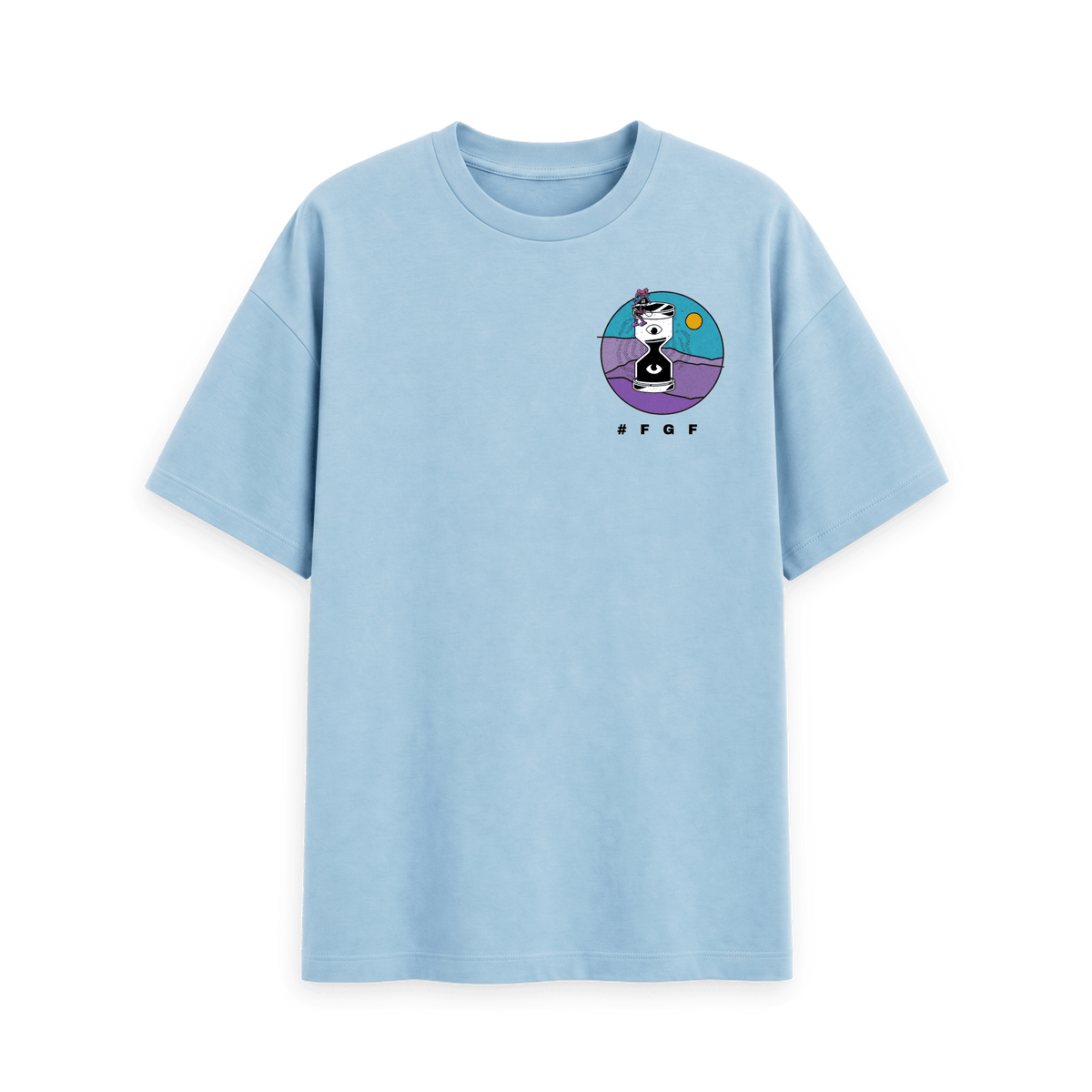 Milky Blue Printed T-shirt Front